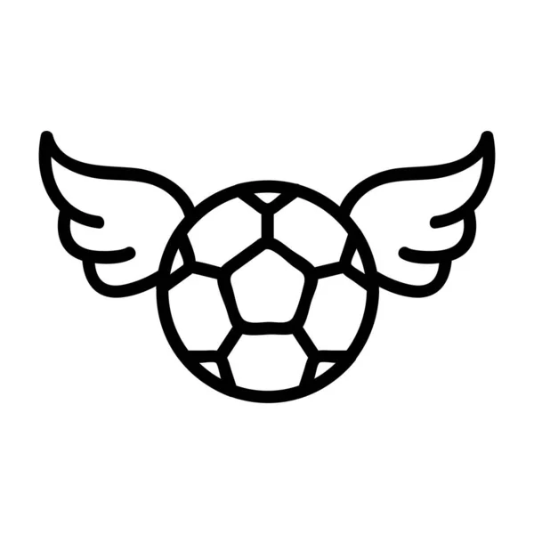Ball Křídla Fotbalový Fanoušek Vektor Ikon Značka Tenké Čáry Izolovaný — Stockový vektor