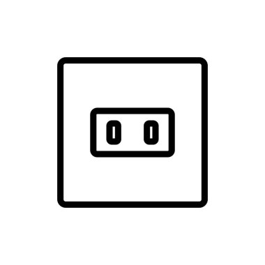 Elektrik soketi bağlantı ikonu vektörü. İnce çizgi işareti. İzole edilmiş kontür sembolü gösterimi