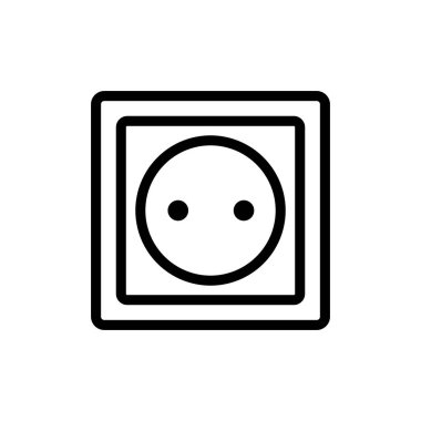 Elektrik soketi bağlantı ikonu vektörü. İnce çizgi işareti. İzole edilmiş kontür sembolü gösterimi