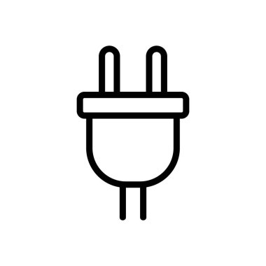 Elektrik soketi bağlantı ikonu vektörü. İnce çizgi işareti. İzole edilmiş kontür sembolü gösterimi