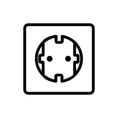 Elektrik soketi bağlantı ikonu vektörü. İnce çizgi işareti. İzole edilmiş kontür sembolü gösterimi