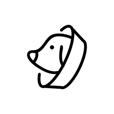 Köpek ve ikon vektörünü koru. İnce çizgi işareti. İzole edilmiş kontür sembolü gösterimi