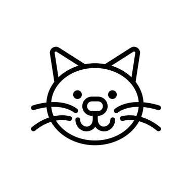 Kedi simgesi vektörü. İnce çizgi işareti. İzole edilmiş kontür sembolü gösterimi