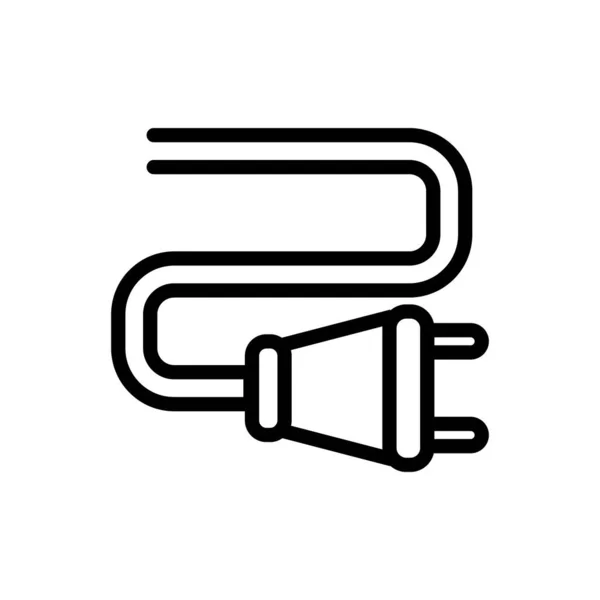 电源插座连接器图标矢量 细线标志 孤立的等高线符号说明 — 图库矢量图片