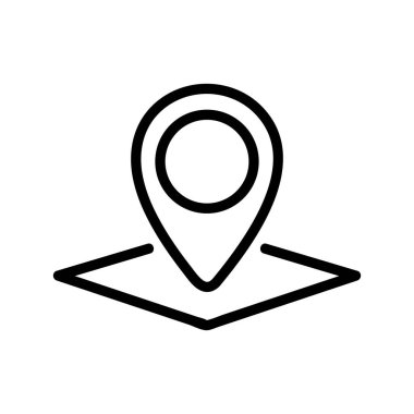 Konum simgesi vektörü. İnce çizgi işareti. İzole edilmiş kontür sembolü gösterimi