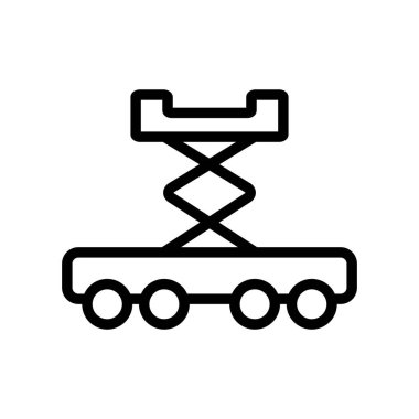 Hidrolik kriko ikon vektörü. İnce çizgi işareti. İzole edilmiş kontür sembolü gösterimi