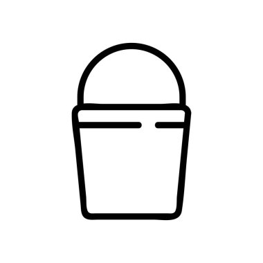 Kova ikonu vektörü. İnce çizgi işareti. İzole edilmiş kontür sembolü gösterimi