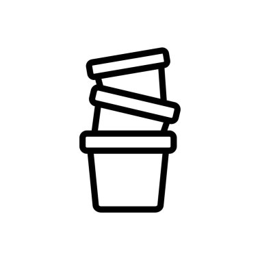 Bahçe ikonu vektöründeki tencereler. İnce çizgi işareti. İzole edilmiş kontür sembolü gösterimi