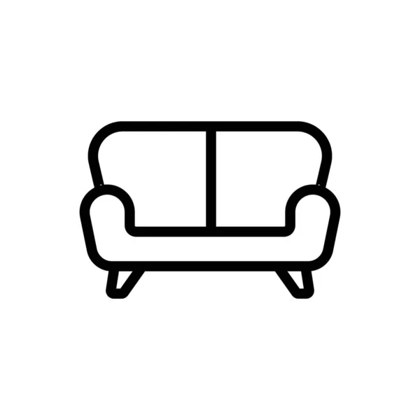 家庭沙发图标向量 细线标志 孤立的等高线符号说明 — 图库矢量图片