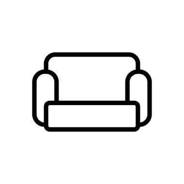 rahat koltuk ikonu vektörü. İnce çizgi işareti. İzole edilmiş kontür sembolü gösterimi