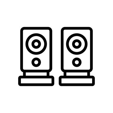 Ses sütun simgesi vektörü. İnce çizgi işareti. İzole edilmiş kontür sembolü gösterimi