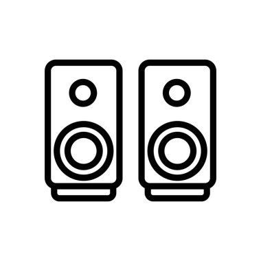 Akustik sütun simgesi vektörü. İnce çizgi işareti. İzole edilmiş kontür sembolü gösterimi