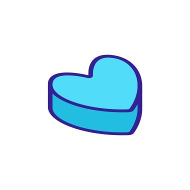 Kalp, kutu ikon vektörü. İnce çizgi işareti. İzole edilmiş kontür sembolü gösterimi