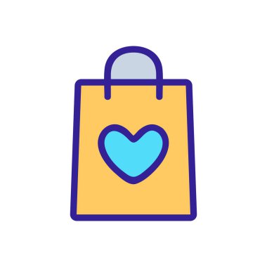 Paket ve kalp ikonu vektörü. İnce çizgi işareti. İzole edilmiş kontür sembolü gösterimi