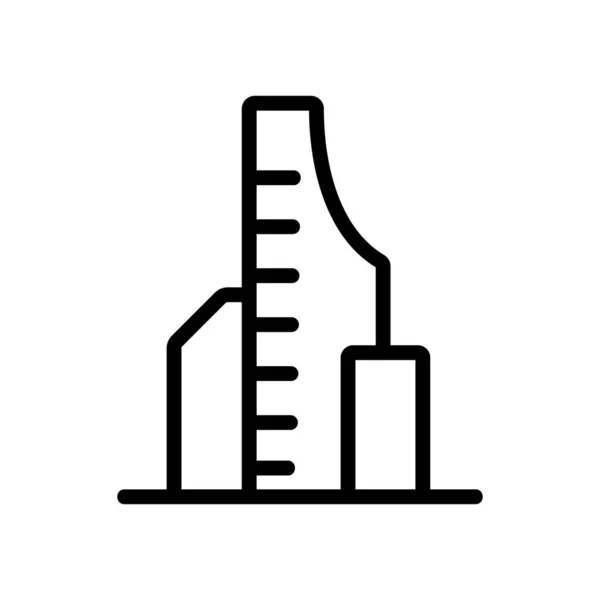 Skyskrapa Ikon Vektor Tunn Linje Tecken Isolerad Kontur Symbol Illustration — Stock vektor