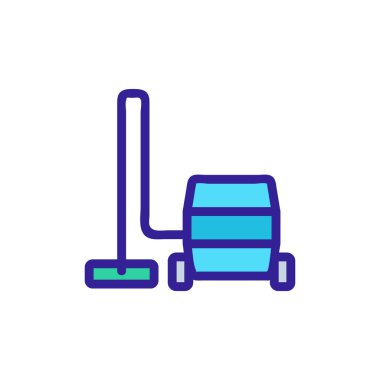 Elektrik süpürgesi ikon vektörü. İnce çizgi işareti. İzole edilmiş kontür sembolü gösterimi