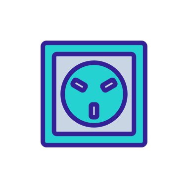 Elektrik soketi bağlantı ikonu vektörü. İnce çizgi işareti. İzole edilmiş kontür sembolü gösterimi