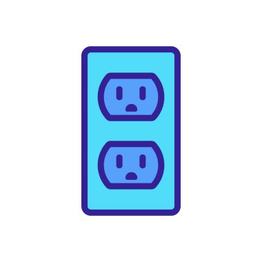 Elektrik soketi bağlantı ikonu vektörü. İnce çizgi işareti. İzole edilmiş kontür sembolü gösterimi