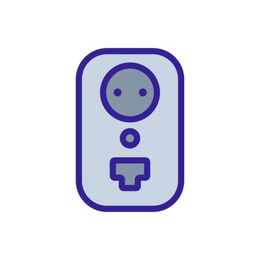 Elektrik soketi bağlantı ikonu vektörü. İnce çizgi işareti. İzole edilmiş kontür sembolü gösterimi