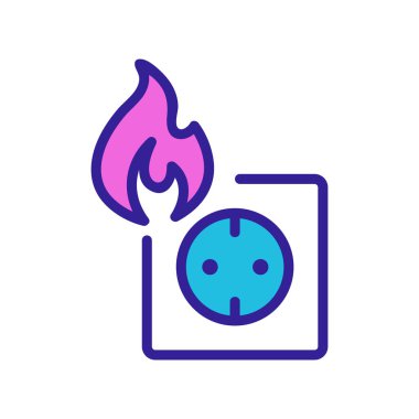 Elektrik soketi bağlantı ikonu vektörü. İnce çizgi işareti. İzole edilmiş kontür sembolü gösterimi