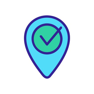 Konum simgesi vektörü. İnce çizgi işareti. İzole edilmiş kontür sembolü gösterimi