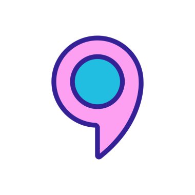 Konum simgesi vektörü. İnce çizgi işareti. İzole edilmiş kontür sembolü gösterimi