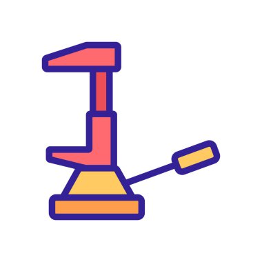 Hidrolik kriko ikon vektörü. İnce çizgi işareti. İzole edilmiş kontür sembolü gösterimi