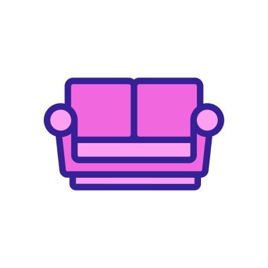 Ev koltuğu ikon vektörü. İnce çizgi işareti. İzole edilmiş kontür sembolü gösterimi