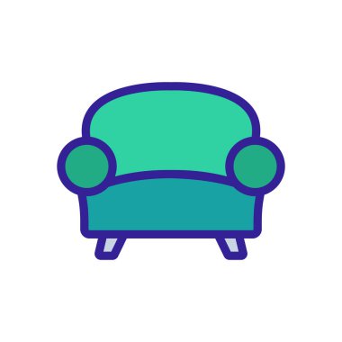 Ev koltuğu ikon vektörü. İnce çizgi işareti. İzole edilmiş kontür sembolü gösterimi