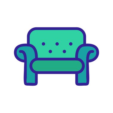 Geçici kanepe ikonu vektörü. İnce çizgi işareti. İzole edilmiş kontür sembolü gösterimi