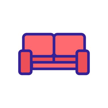 Geçici kanepe ikonu vektörü. İnce çizgi işareti. İzole edilmiş kontür sembolü gösterimi