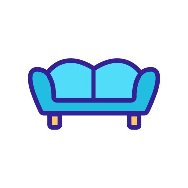 Geçici kanepe ikonu vektörü. İnce çizgi işareti. İzole edilmiş kontür sembolü gösterimi