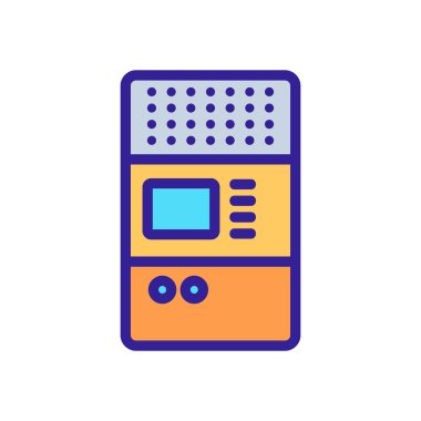 Retro bilgisayar simgesi vektörü. İnce çizgi işareti. İzole edilmiş kontür sembolü gösterimi