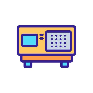 Retro bilgisayar simgesi vektörü. İnce çizgi işareti. İzole edilmiş kontür sembolü gösterimi