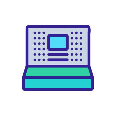 Retro bilgisayar simgesi vektörü. İnce çizgi işareti. İzole edilmiş kontür sembolü gösterimi