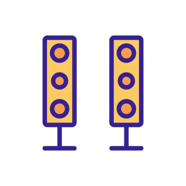 Ses sütun simgesi vektörü. İnce çizgi işareti. İzole edilmiş kontür sembolü gösterimi