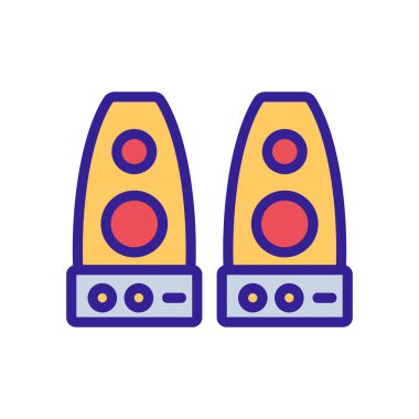 Ses sütun simgesi vektörü. İnce çizgi işareti. İzole edilmiş kontür sembolü gösterimi