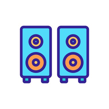 Ses sütun simgesi vektörü. İnce çizgi işareti. İzole edilmiş kontür sembolü gösterimi