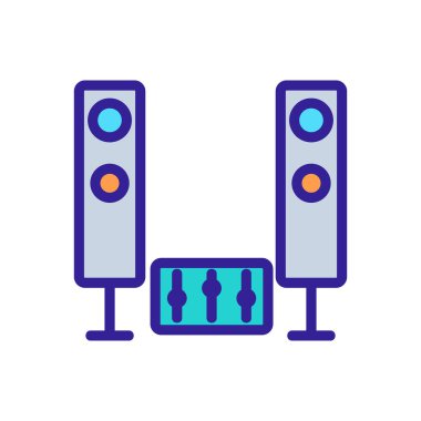 Ses sütun simgesi vektörü. İnce çizgi işareti. İzole edilmiş kontür sembolü gösterimi