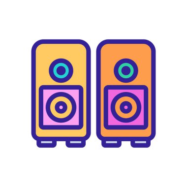 Akustik sütun simgesi vektörü. İnce çizgi işareti. İzole edilmiş kontür sembolü gösterimi