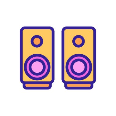 Akustik sütun simgesi vektörü. İnce çizgi işareti. İzole edilmiş kontür sembolü gösterimi