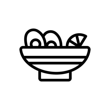 Balık çorbası ikon vektörü. İnce çizgi işareti. İzole edilmiş kontür sembolü gösterimi