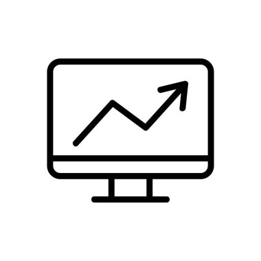 Grafik simgesi vektörünü yükselt. İnce çizgi işareti. İzole edilmiş kontür sembolü gösterimi