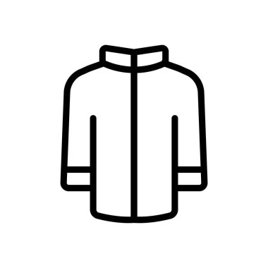 Ceket ikonu vektörü. İnce çizgi işareti. İzole edilmiş kontür sembolü gösterimi