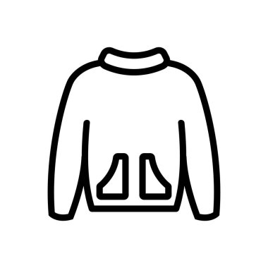 Ceket ikonu vektörü. İnce çizgi işareti. İzole edilmiş kontür sembolü gösterimi