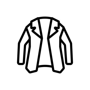 Ceket ikonu vektörü. İnce çizgi işareti. İzole edilmiş kontür sembolü gösterimi