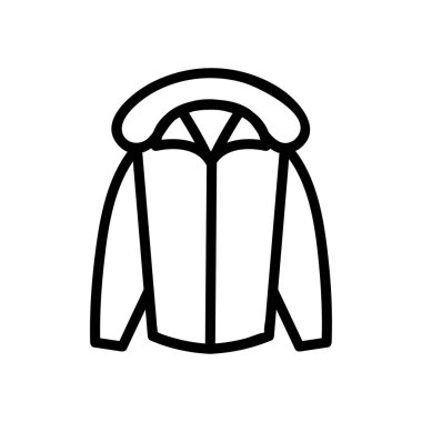 Kışlık ceket ikonu vektörü. İnce çizgi işareti. İzole edilmiş kontür sembolü gösterimi