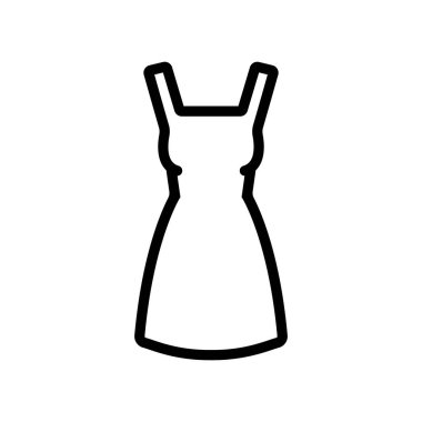 Yaz elbisesi ikon vektörü. İnce çizgi işareti. İzole edilmiş kontür sembolü gösterimi