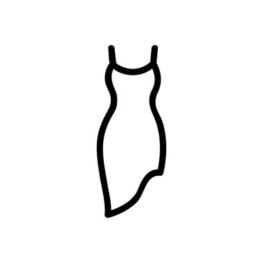 Yaz elbisesi ikon vektörü. İnce çizgi işareti. İzole edilmiş kontür sembolü gösterimi