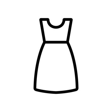 Yaz elbisesi ikon vektörü. İnce çizgi işareti. İzole edilmiş kontür sembolü gösterimi